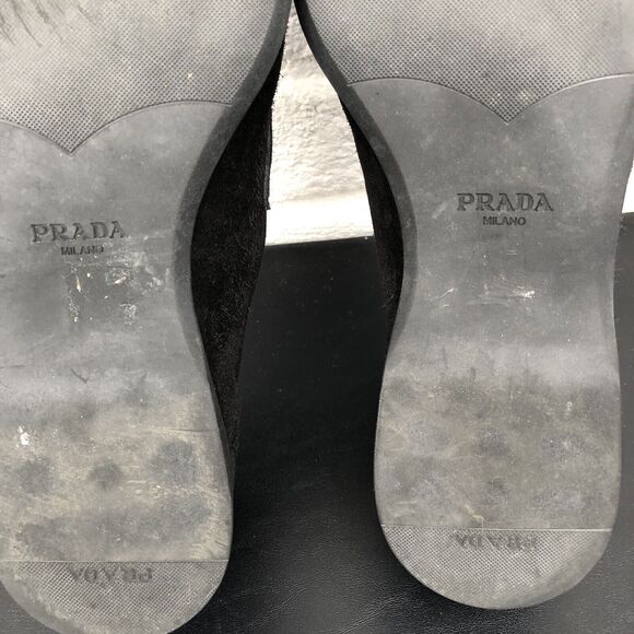 PRADA Milano LOGO Men’s Black Suede Penny Loafer shoes Size 10 - Picture 12 of 16